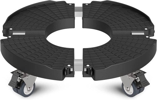 Carrello per piante 200 kg di portata - Rotolo per piante rotondo - Pneumatici zoccolanti bloccabili - Piattaforma in plastica rigida - Tubi in acciaio inossidabile - Larghezza regolabile