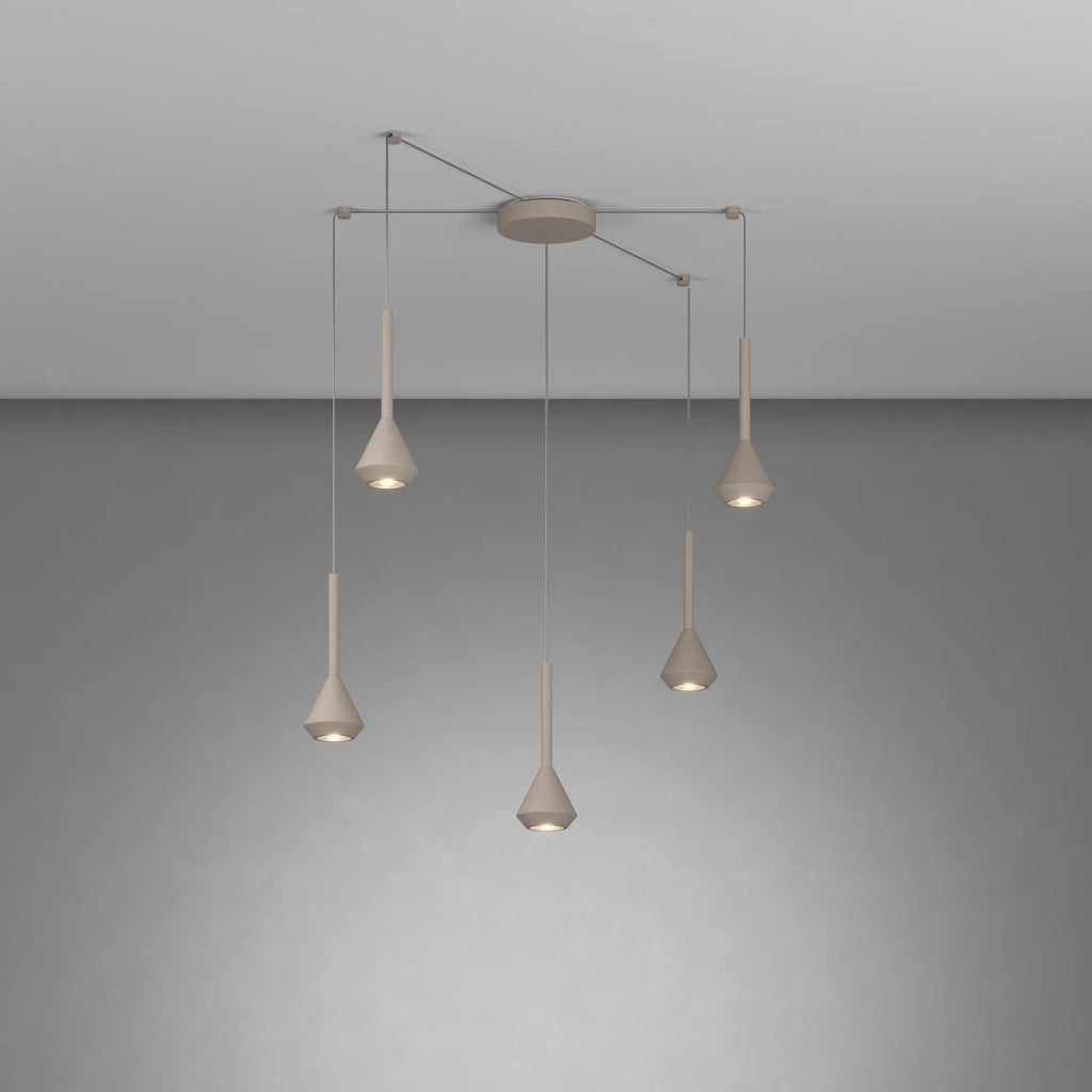 Lampadario Moderno Aygo Metallo Sabbia 5 Luci Gu10