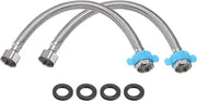 Set di tubi di accoppiamento per rubinetto da bagno in acciaio inossidabile a 30,5 cm - Confezione da 2 pezzi - RVS intrecciato - Adatto per bagno - G1/2 femmina - Diametro 12 mm - Color argento