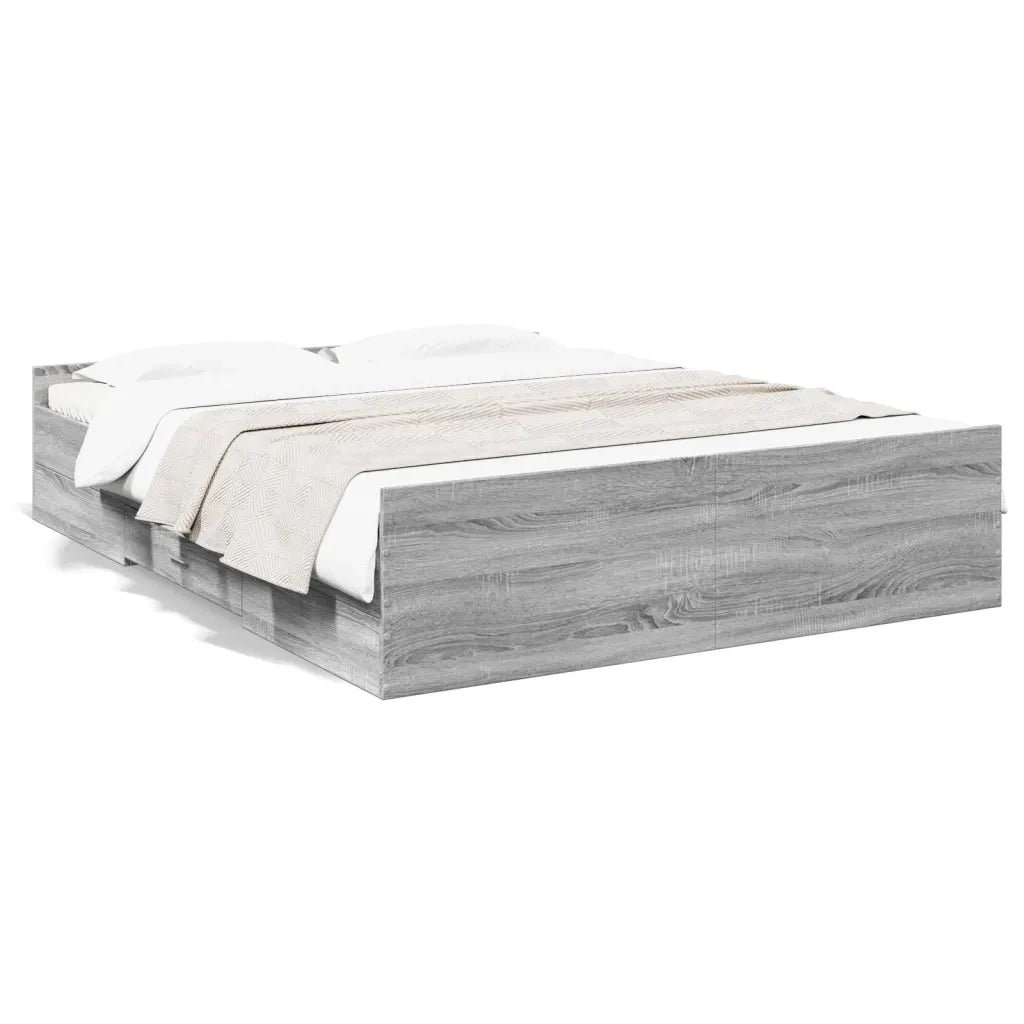 Giroletto Cassetti-Struttura Letto con contenitore Grigio Sonoma 160x200 cm Legno Multistrato 752983