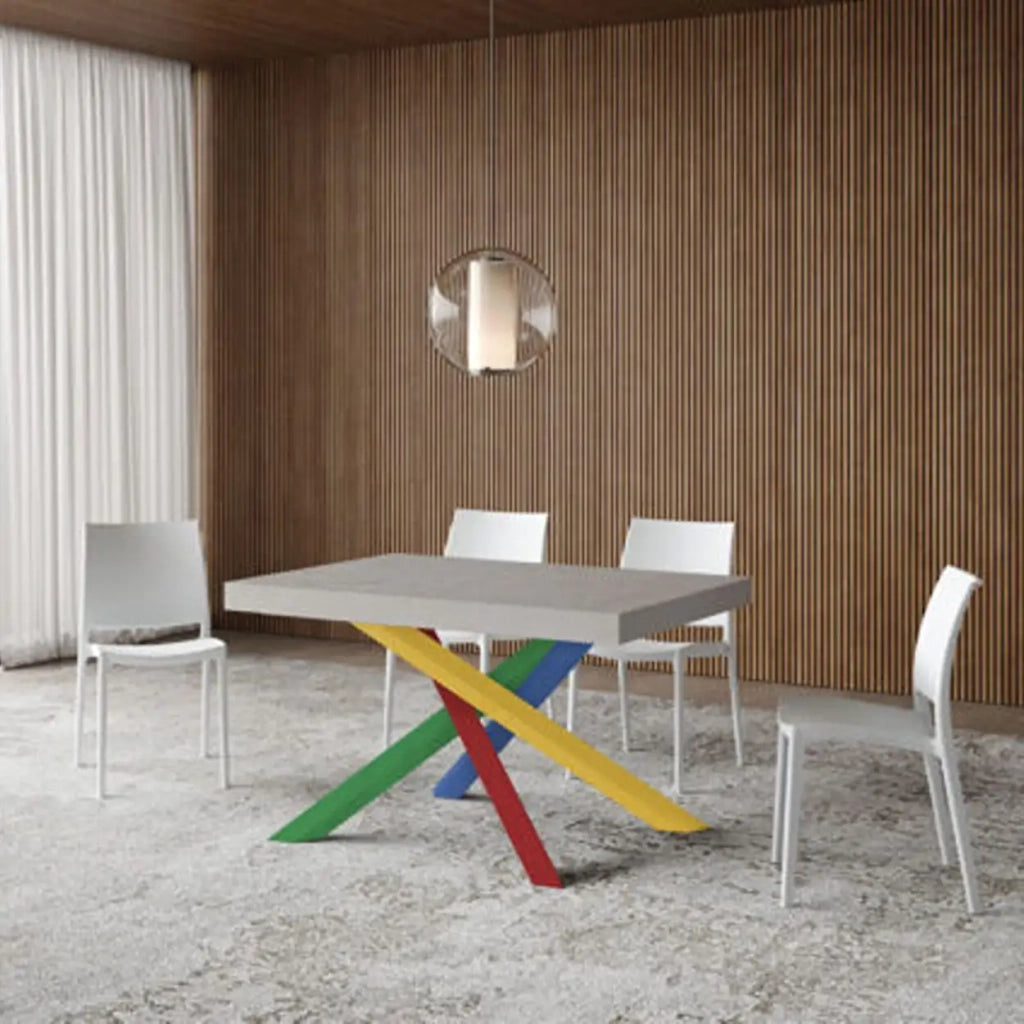 Tavolo allungabile 140/400x90 cm Volantis Premium cashmere gambe multicolore 4/B
