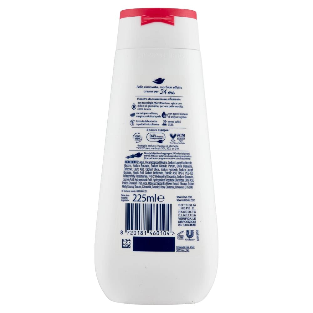 DOVE ADVANCED CARE DOCCIASCHIUMA RIVITALIZZANTE MELOGRANO E IBISCO 225 ML