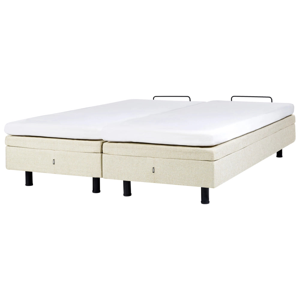 Letto elettrico matrimoniale tessuto beige regolabile con telecomando senza testiera 180x200 cm stile moderno