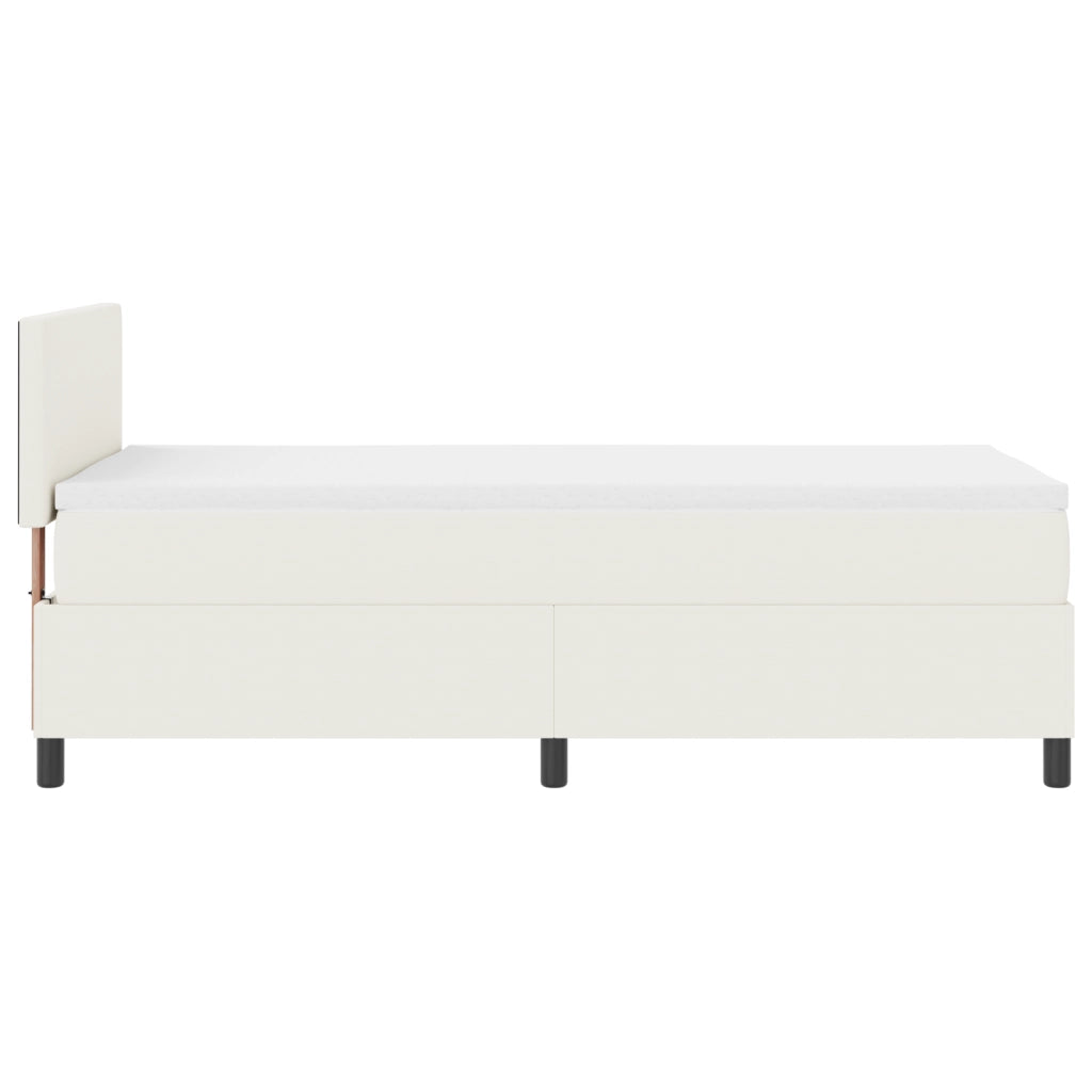 Letto Box Spring con Materasso Crema 100x200 cm Tessuto Corduroy