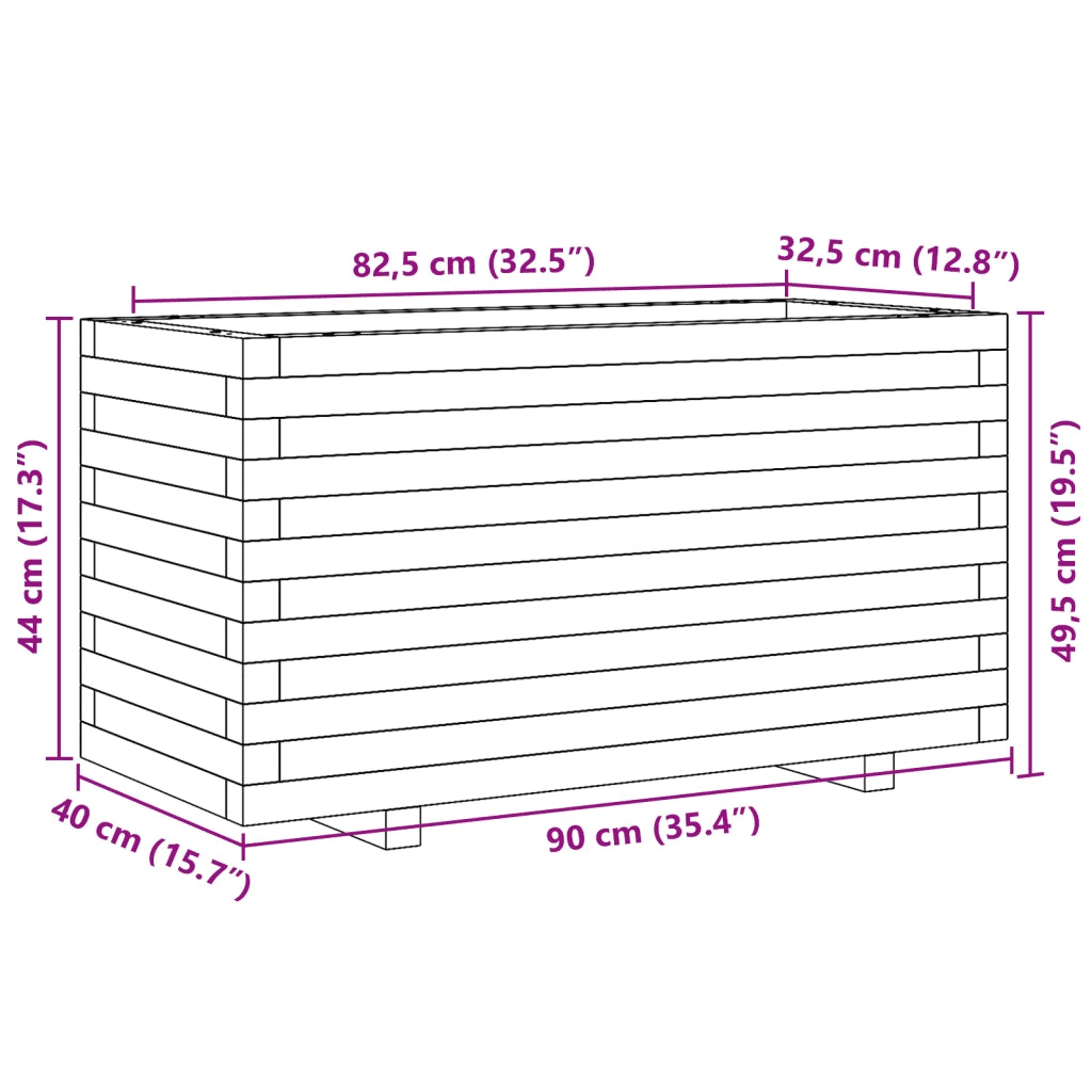 Fioriera da Giardino 90x40x49,5 cm in Legno Massello di Pino