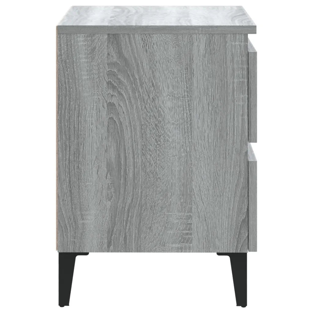 Comodino con Gambe in Metallo Grigio Sonoma 40x35x50 cm 813130