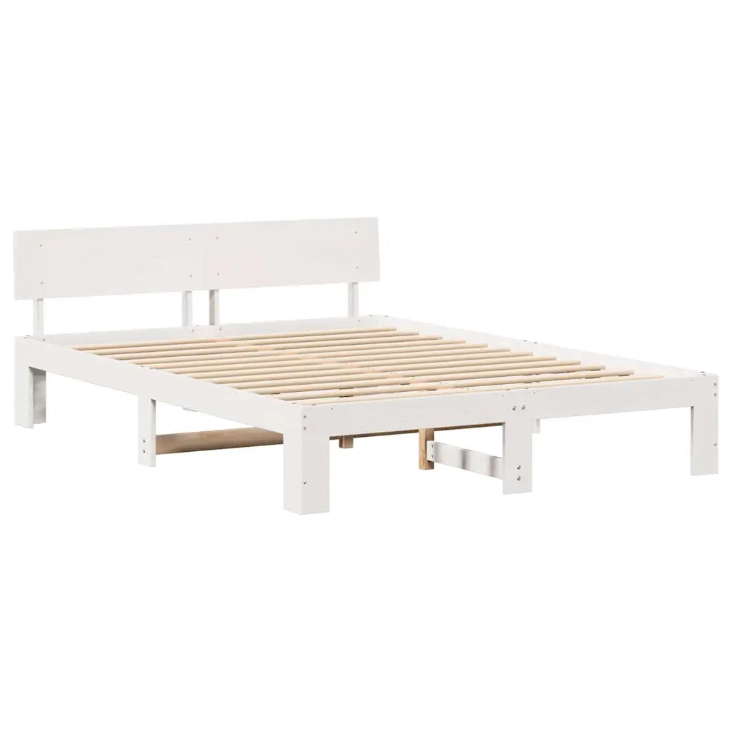 Struttura del letto Bianco 150 x 200 cm Pino massello 872648