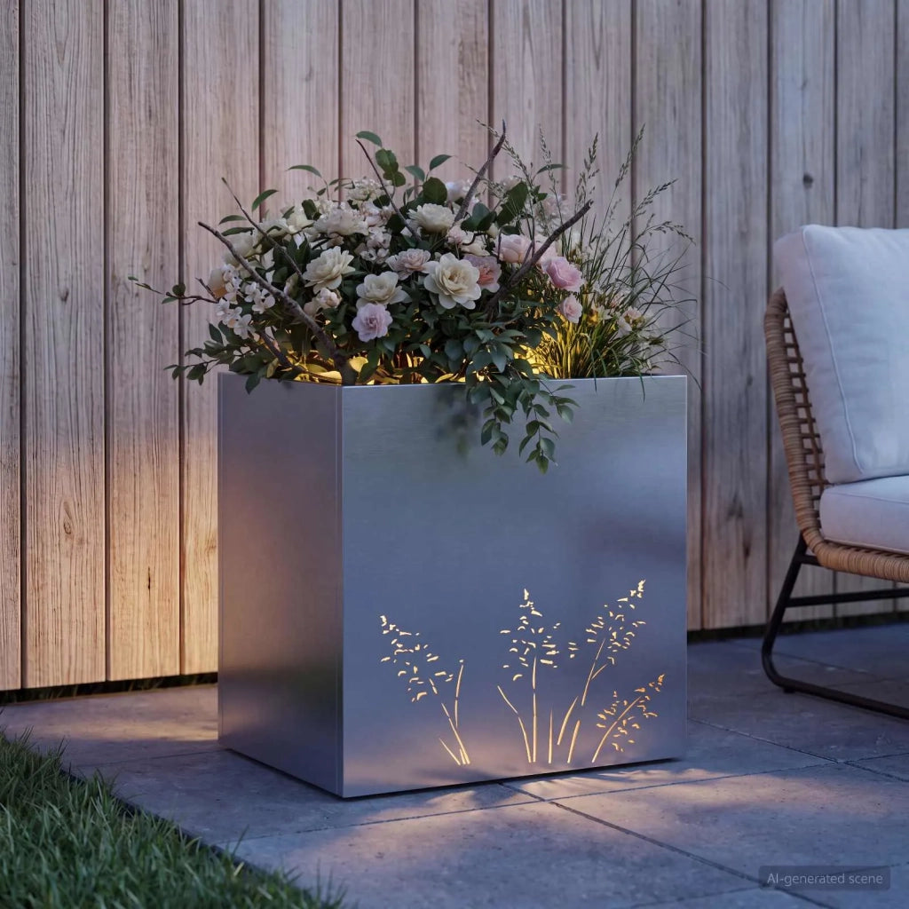Vaso da giardino Argento 50 x 30 x 49 cm Acciaio zincato 8005816
