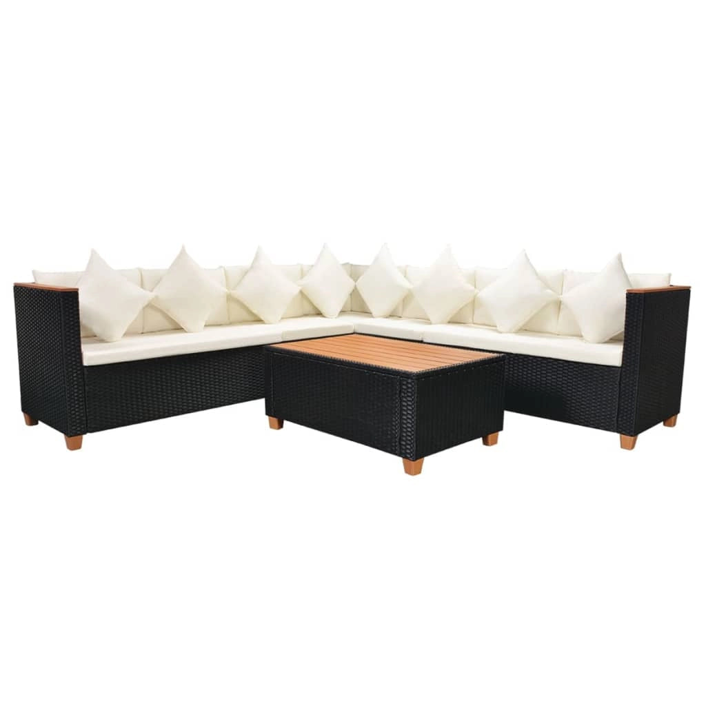 Set di mobili da giardino mobili da esterno 5 pezzi con cuscini resina intrecciata nera 02_0016493