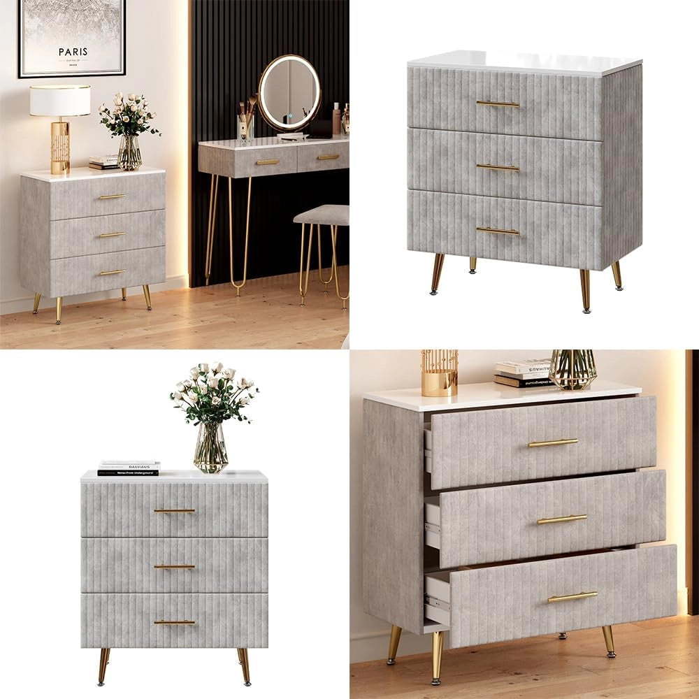 Cassettiera Velia, Grigio, 70 x 78.5 cm con 3 cassetti