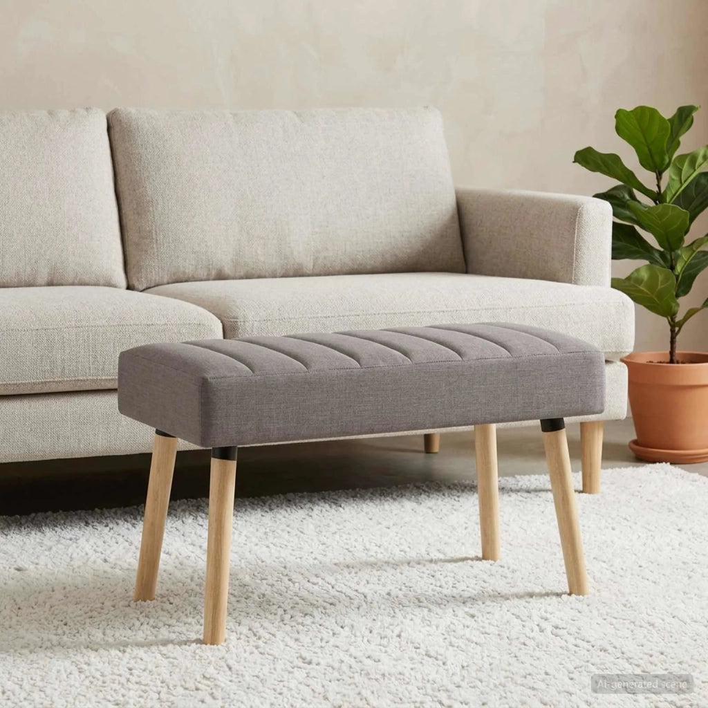 Panchina trapuntata a canale Tortora 80 x 40 x 46 cm Tessuto 42038479
