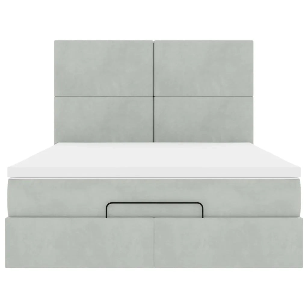 Struttura Letto Pouf con Materassi 140x200 cm in Velluto