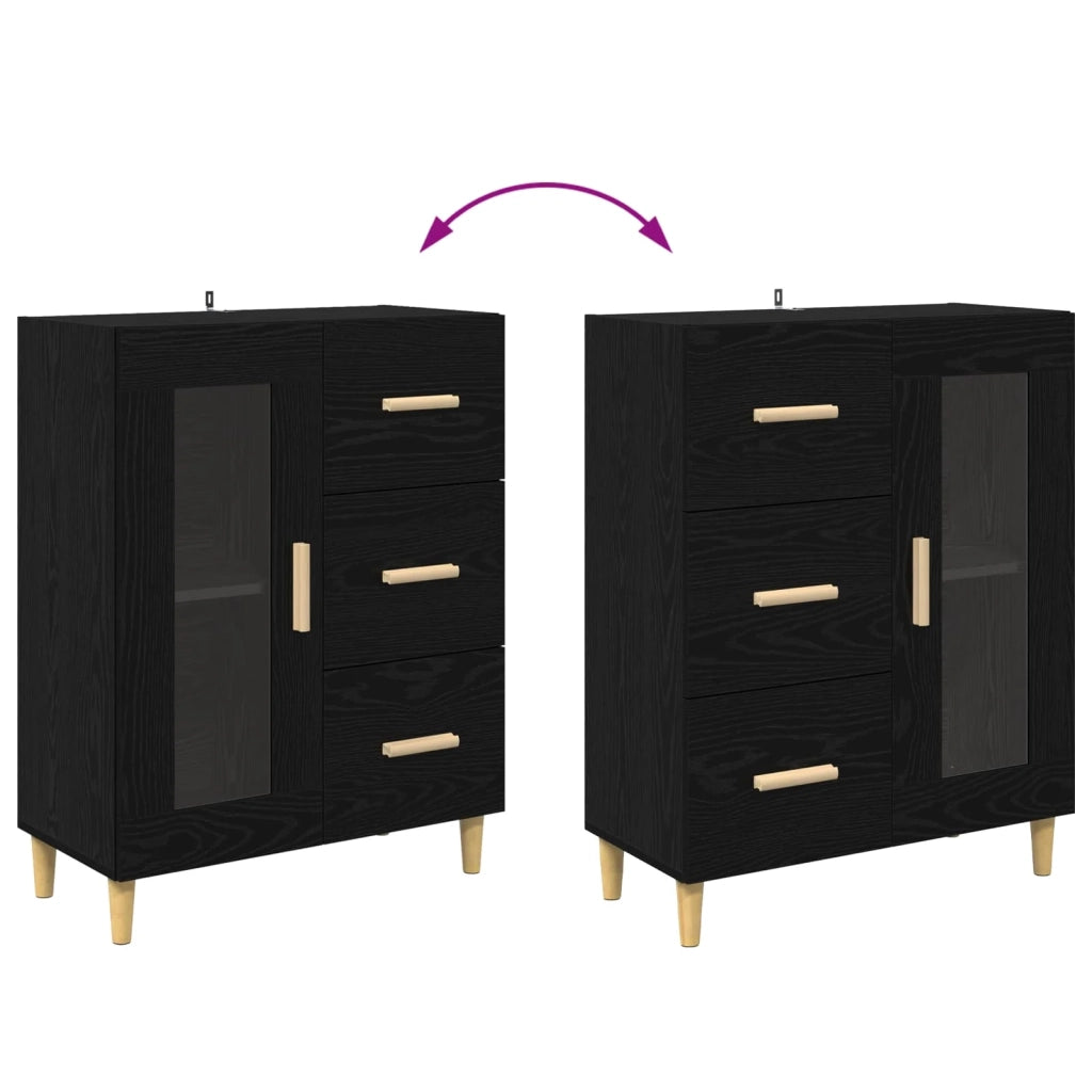 Credenza | Madia | Buffet da pranzo | Armadio da pranzo Rovere Nero 69,5 x 34 x 90 cm Legno multistrato