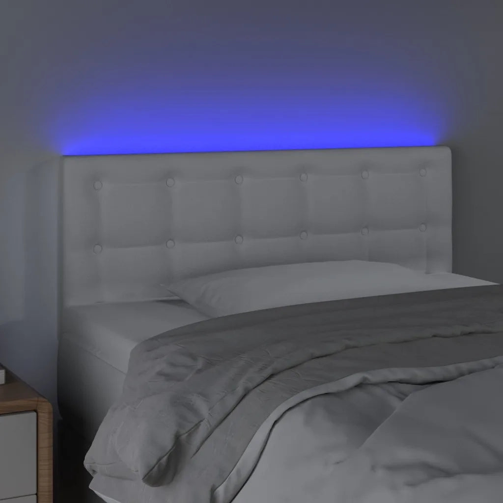 Testiera Bianco a LED 100x5x78/88 cm in Similpelle 3121697