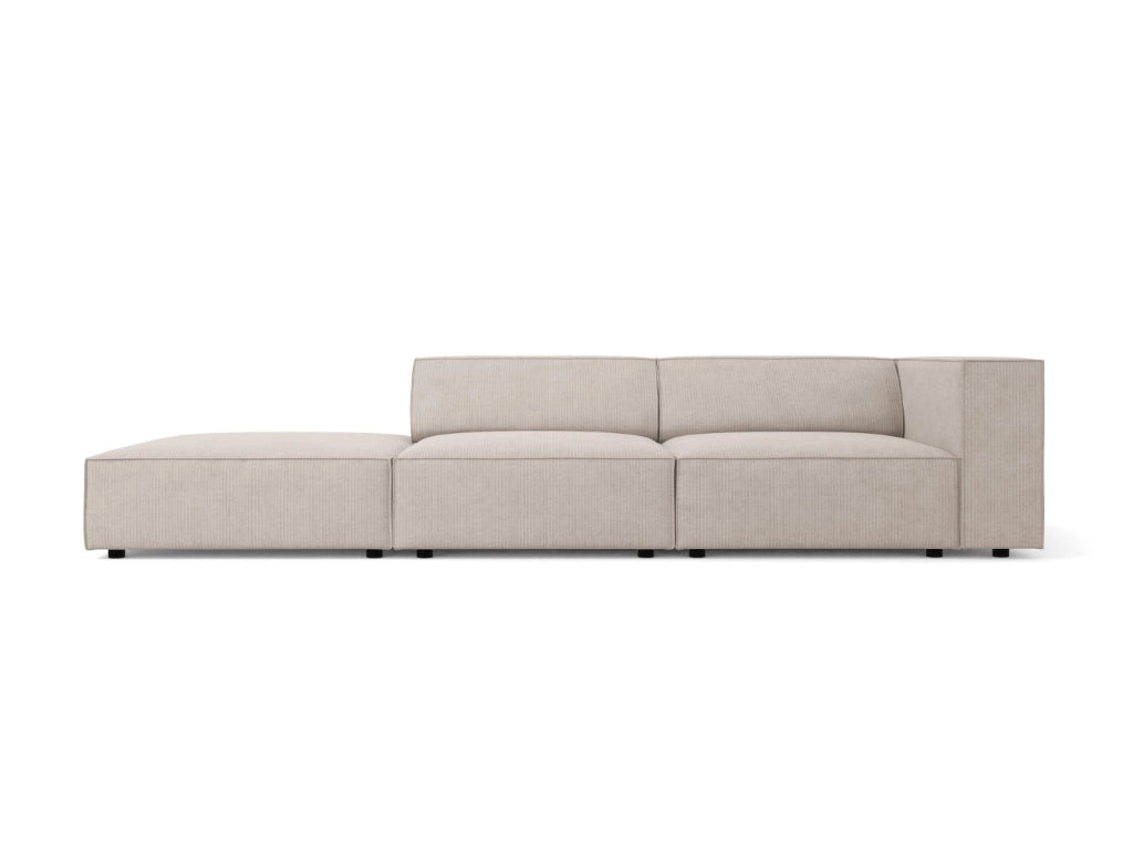 Cosmopolitan Design - Divano sinistro "Arendal" 4 posti in ciniglia con effetto a coste beige scuro 
