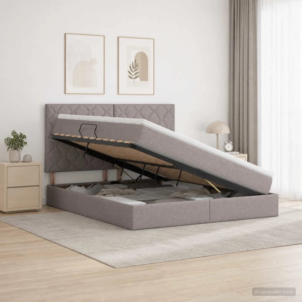 Letto con contenitore LED e materasso Tortora 160 x 200 cm 3460020