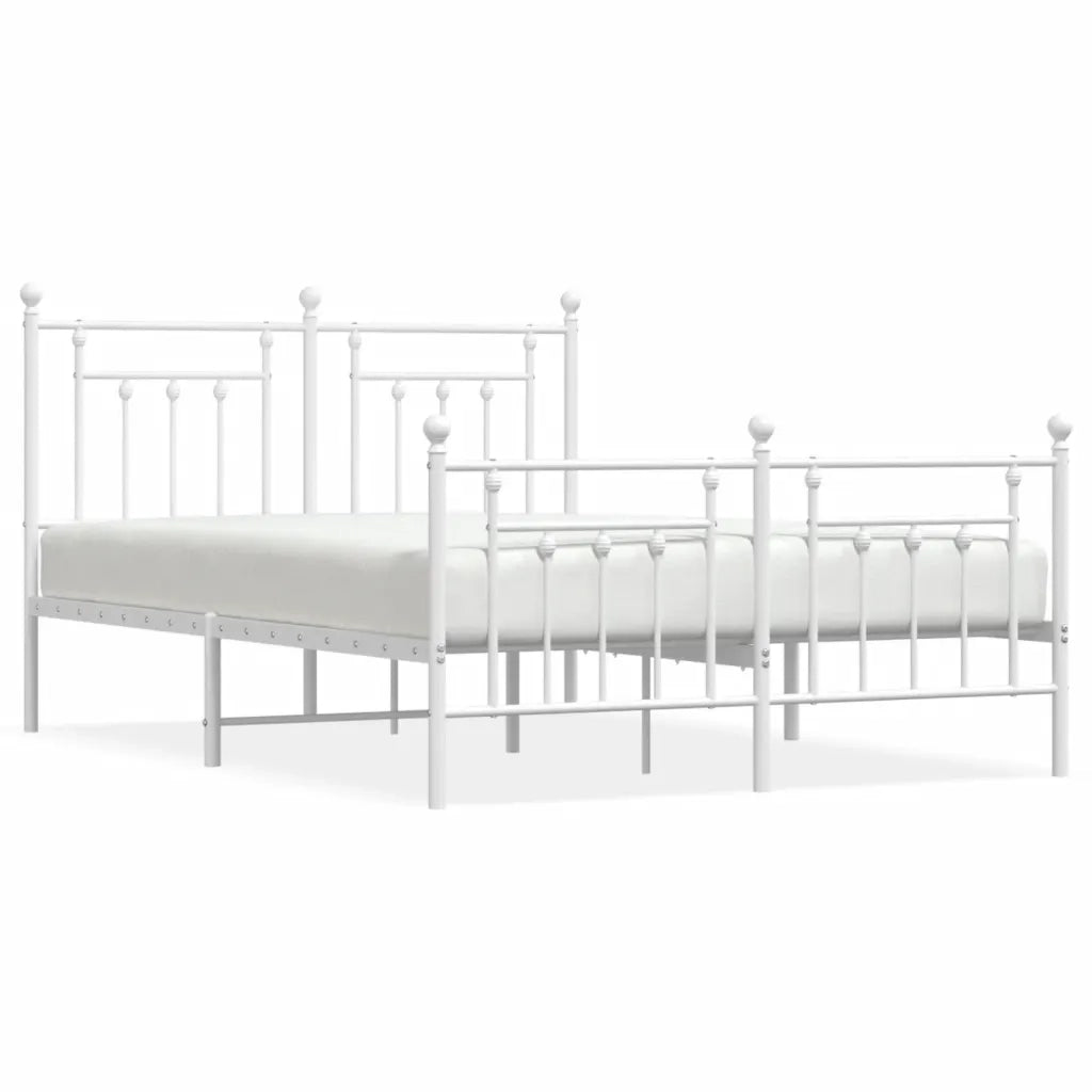 Giroletto con Testiera e Pediera-Struttura Letto Metallo Bianco 140x190 cm 485876
