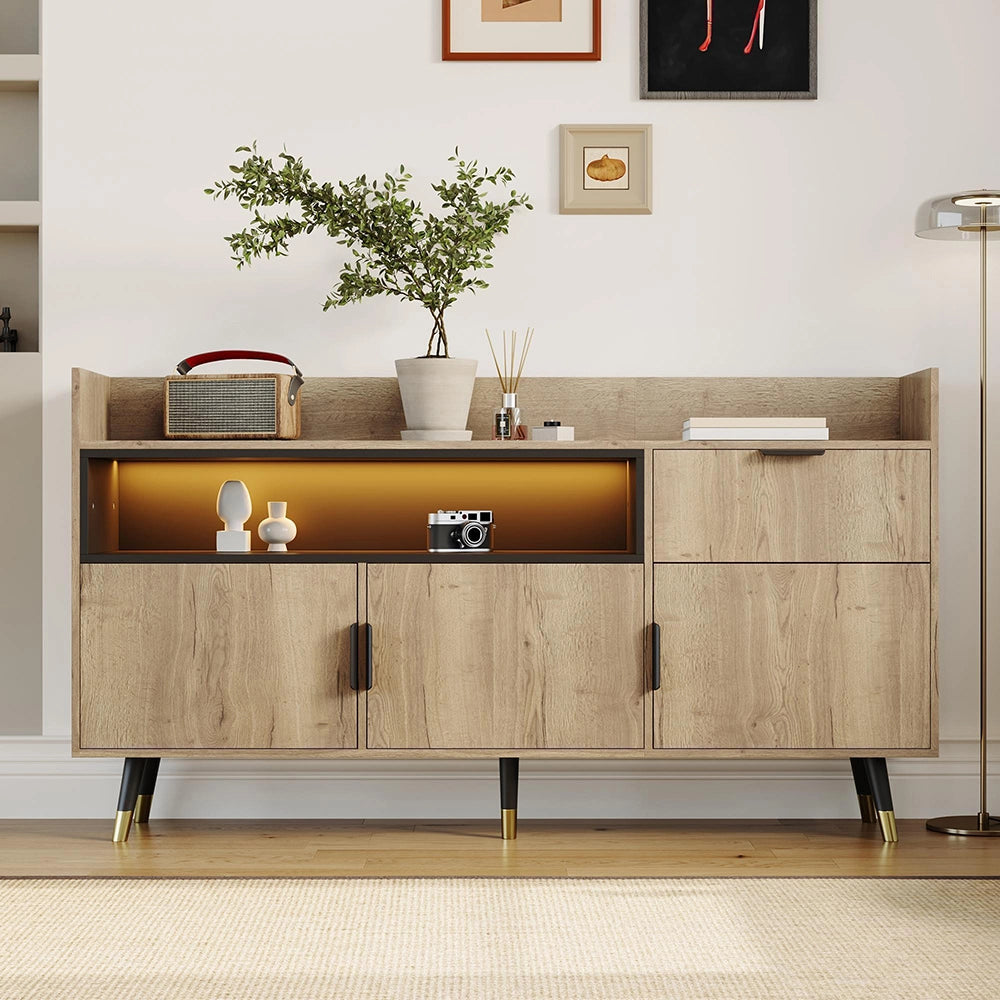 Buffet moderno minimalista - Xylo - Ripiani aperti, cassetti pratici, ante battenti
