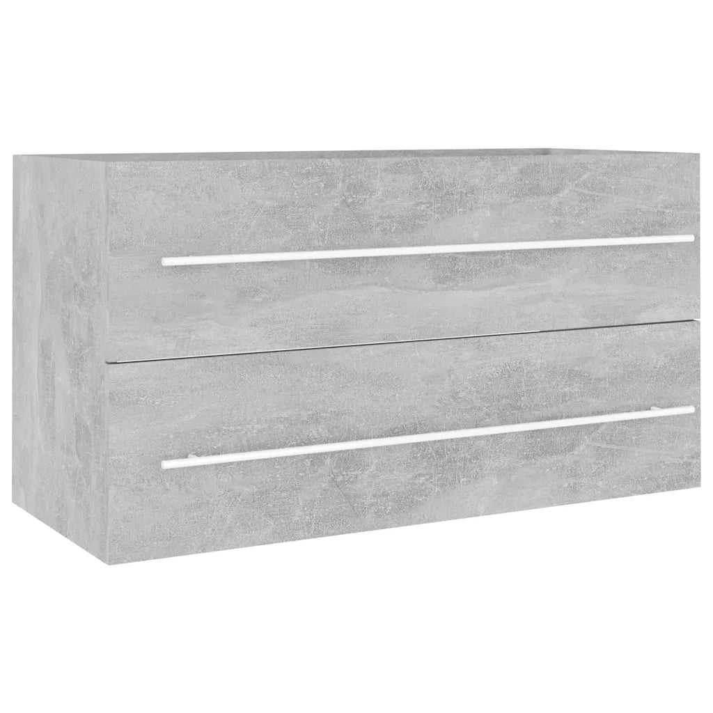 Set Mobili da Bagno 2 pz Grigio Cemento in Legno Multistrato 804849