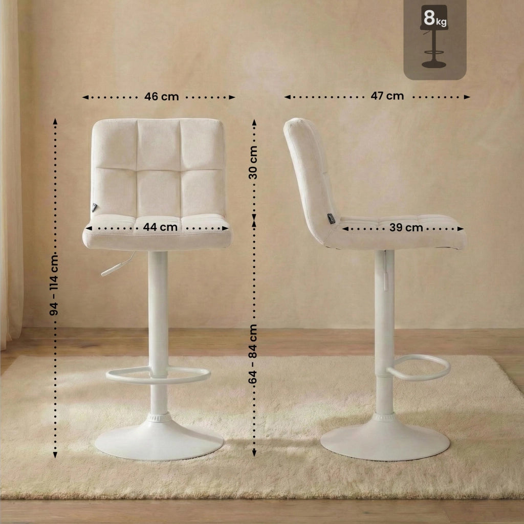 Set di 2 sgabelli da bar Perù velluto bianco 2