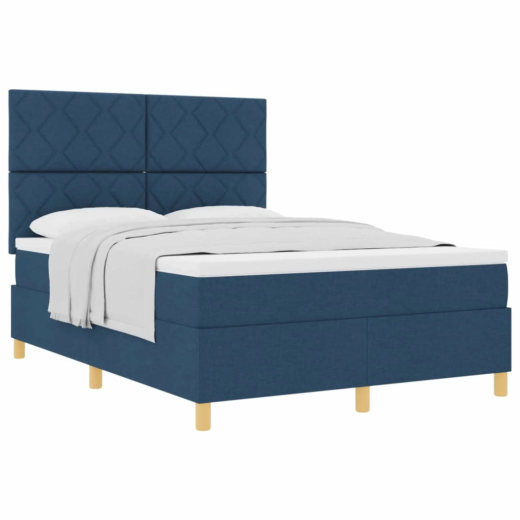 Letto a molle con testiera Blu 140 x 200 cm Tessuto 3339706