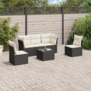 Set Divano da Giardino 6 pz con Cuscini-Sofa da Giardino-Divanetto da esterno Nero in Polyrattan 250328