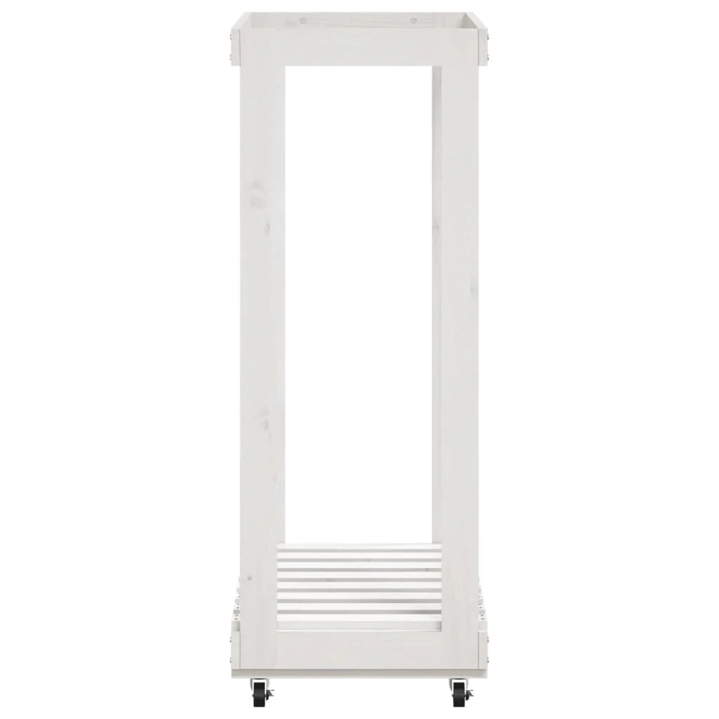 Portalegna con ruote 76,5 x 40 x 108 cm legno massello di pino bianco 02_0043804
