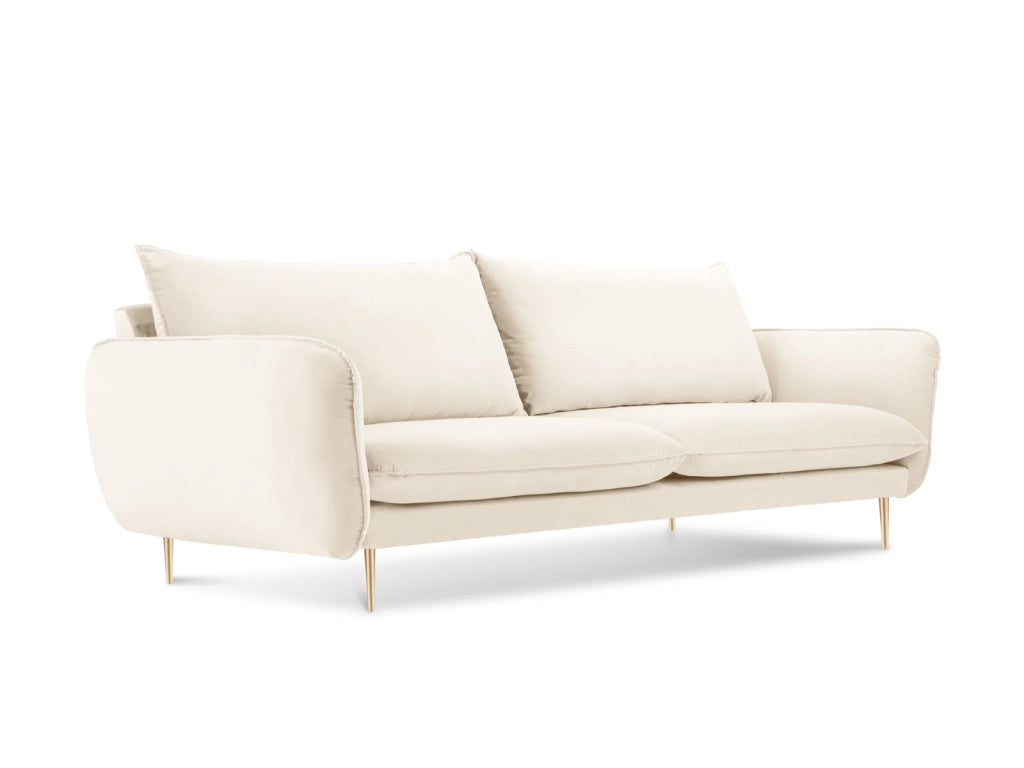 Cosmopolitan Design - Divano "Vienna" 4 posti in velluto beige chiaro 