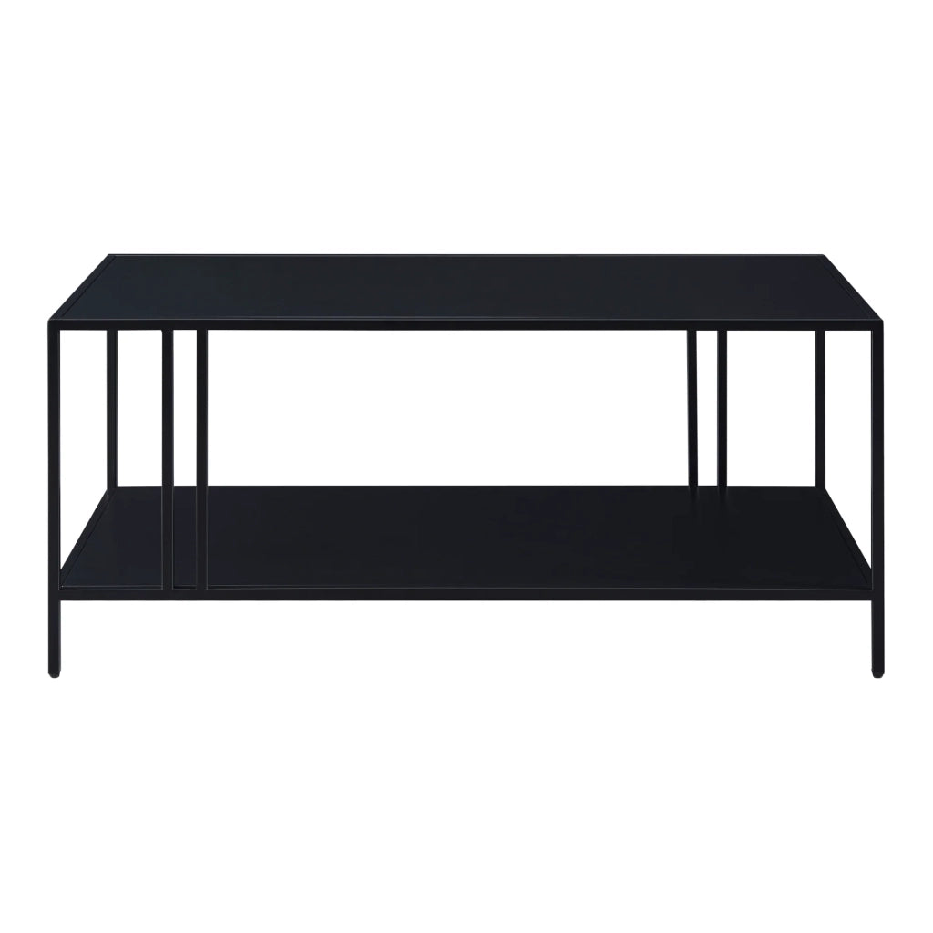 Tavolino da caffè in metallo a due piani 47 x 110 x 55 cm nero 03_0008455