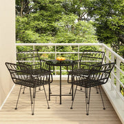 Set da Pranzo da Giardino 5 pz Nero in Polyrattan 3157838