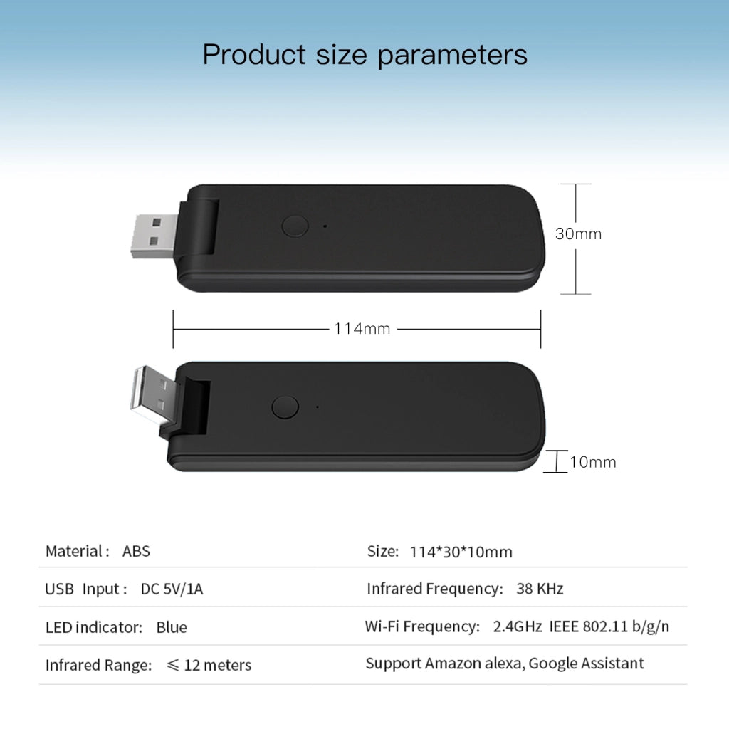 Telecomando USB Smart Controller Remote WIFI IR RF433 RF315 WIFI,IR,RF433,RF315 TUYA, Smart Life 5V USB IP20 114X30X10mm