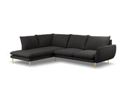 Cosmopolitan Design - Divano angolare sinistro "Vienna" 6 posti in bouclé nero 