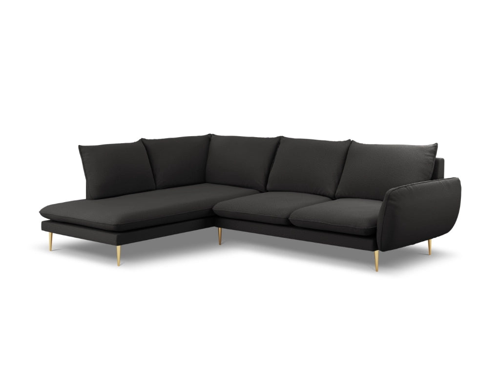 Cosmopolitan Design - Divano angolare sinistro "Vienna" 6 posti in bouclé nero 