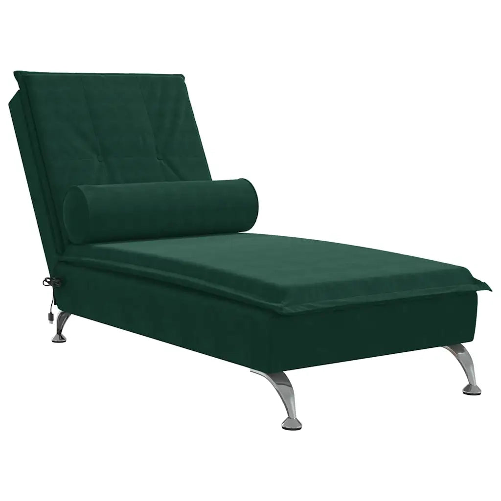 Chaise Longue Massaggi con Capezzale Verde Scuro in Velluto CFW9592668