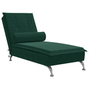 Chaise Longue Massaggi con Capezzale Verde Scuro in Velluto CFW9592668