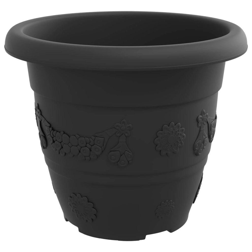 Set di 24 vasi cilindrici moderni per piante 26 x 21,5 cm per la decorazione di interni ed esterni plastica nera 02_0056125