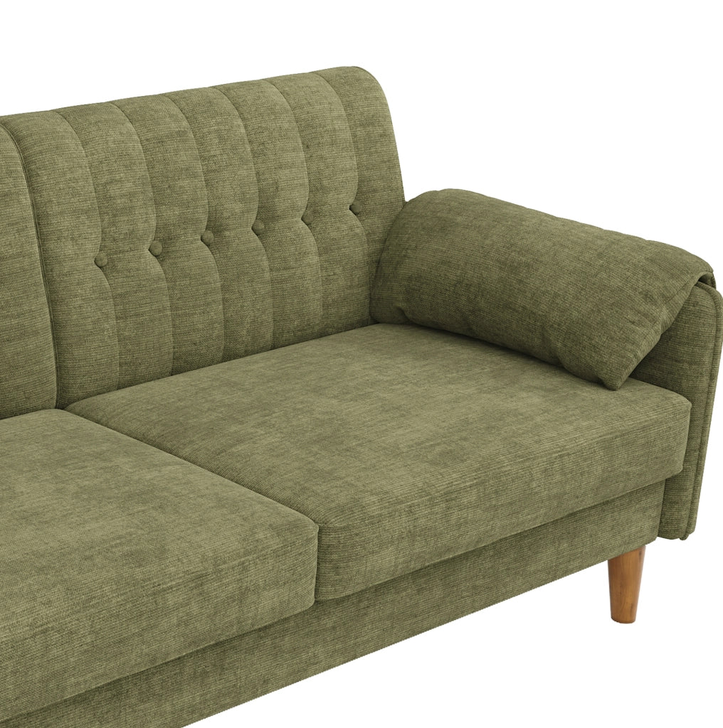 Divano modulare 2 posti in ciniglia verde; 161;5 x 79 x 83;5 cm