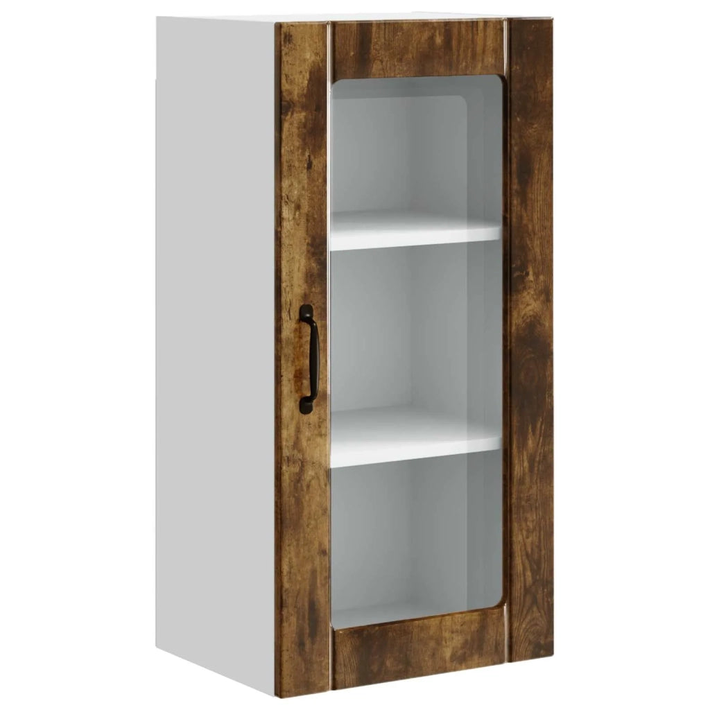 Pensile da cucina | Mobile in vetro da parete PORTO Rovere fum¨¦ 40 x 31 x 80 cm