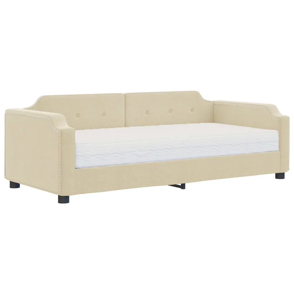 Divano Letto con Materasso-Sofa Letto-Daybed Crema 100x200 cm in Tessuto 676738