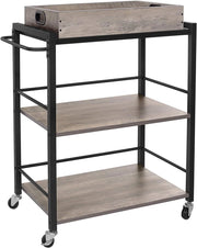 Carrello da cucina in stile industriale con piano rimovibile piedini regolabili e ruote struttura in acciaio 65 x 40 x 86 cm beige e nero 12_0002454