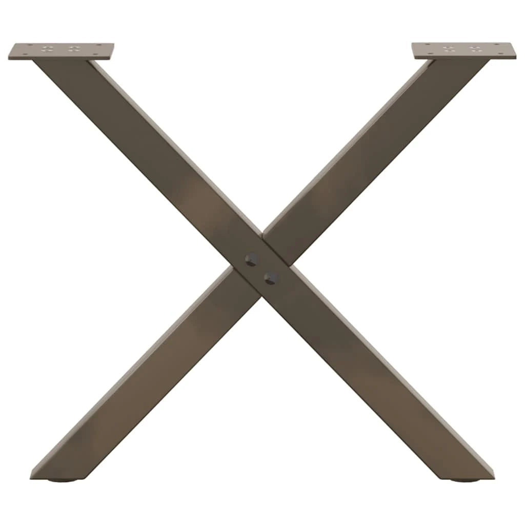 Set di 2 gambe per tavolino da caffè a forma di X 50 x 43 cm con piedini regolabili design moderno acciaio naturale 02_0057172
