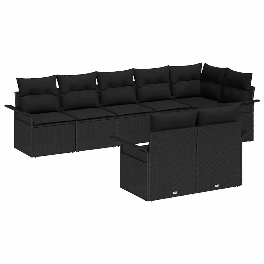 Set Divano da Giardino con archiviazione 8 pcs Nero polyrattan 3354082