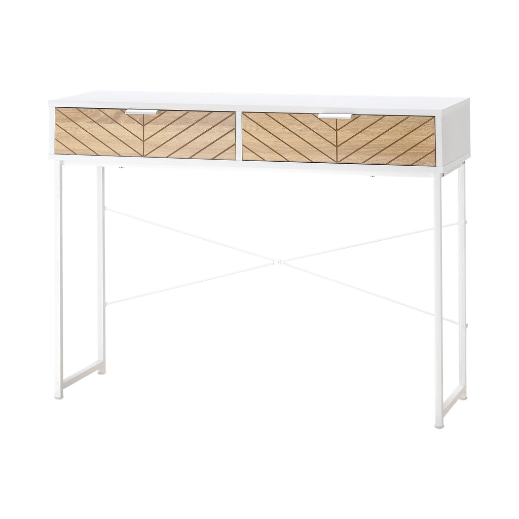 Consolle per Ingresso con 2 Cassetti in Metallo ¨C zephmum ¨C Bianco 100x30x75