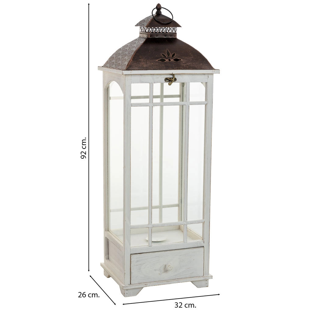 Lanterna in legno bianco 32x26x92h cm