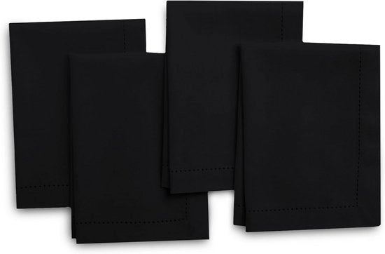 Set di 4 Asciugamani in Coton con Dettagli Zoom - Nero 43x43cm - Riciclabile