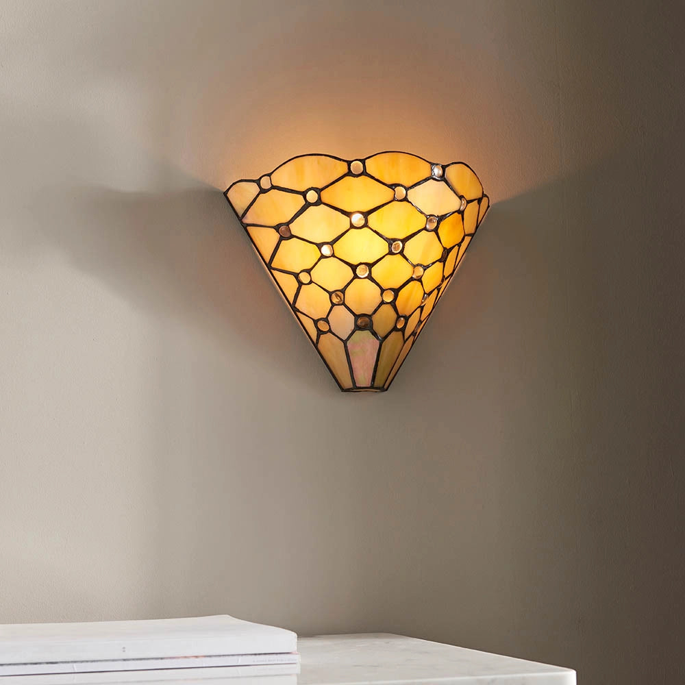 Applique Tiffany vetro beige geometrica 1xE14 40W Pearl