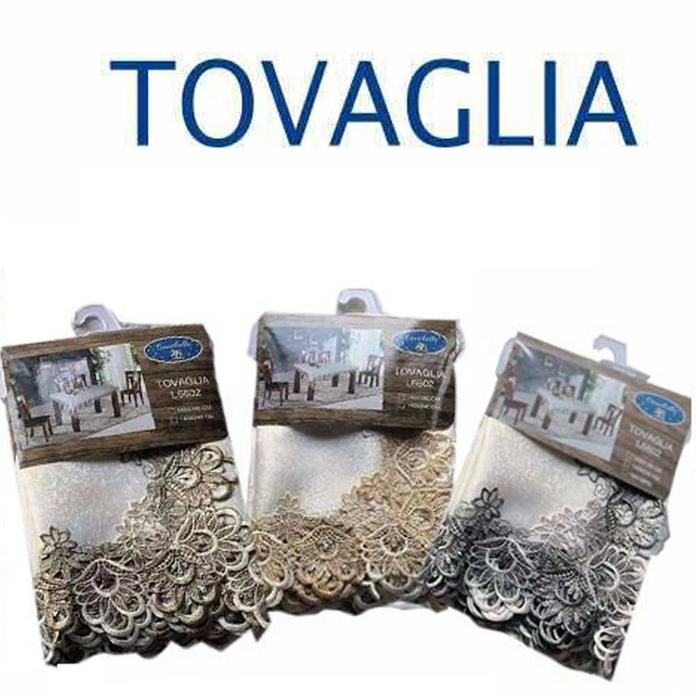 Trade Shop - Tovaglia Copritavola Elegante Festa Pizzo Ricamo Vari Colori 140x180 140x240 Cm -    -140x180   -