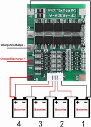 Sistema di Gestione di Batteria 1S4P 14,8V 12V 30A a Batteria di Ione di Litio Pcb di Protezione Bilanciamento del Cavo