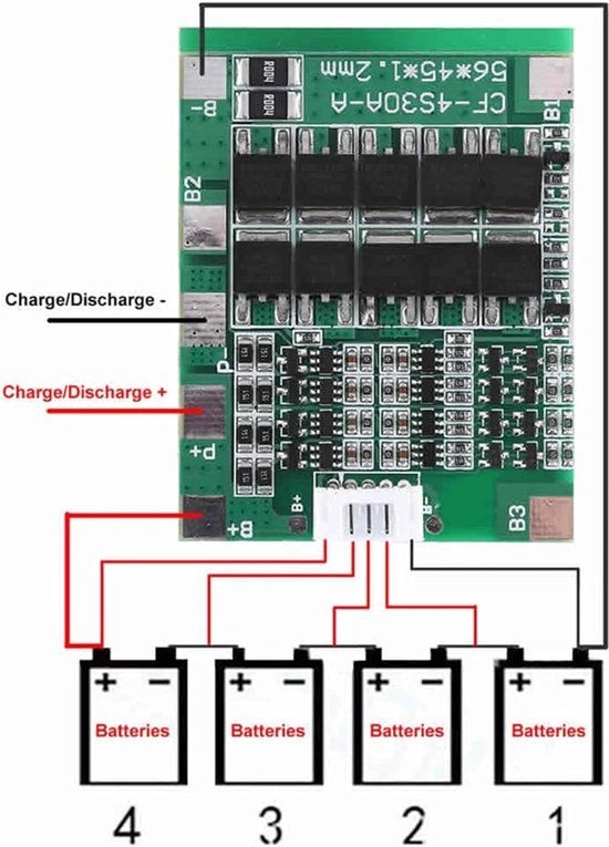 Sistema di Gestione di Batteria 1S4P 14,8V 12V 30A a Batteria di Ione di Litio Pcb di Protezione Bilanciamento del Cavo