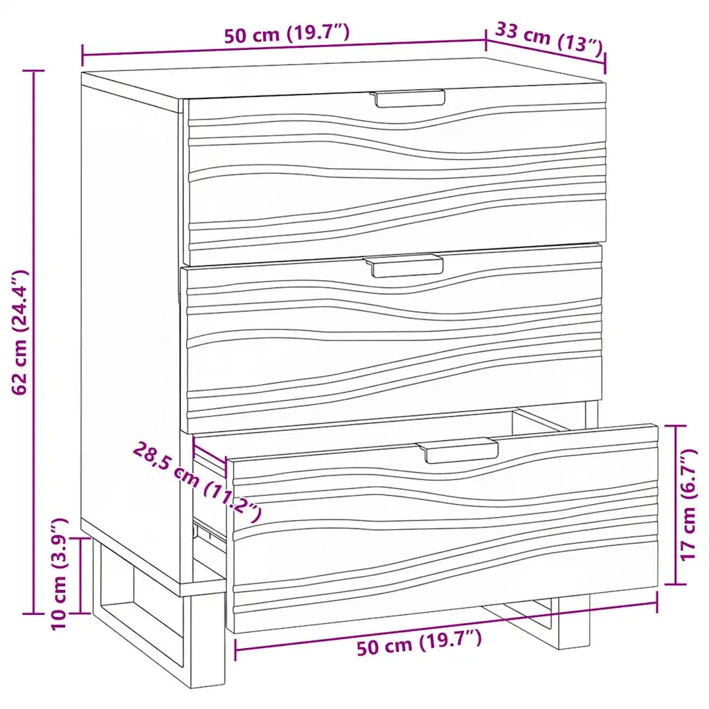vidaXL Armadio da Notte con cassetto Bianco e nero 50 x 33 x 60 cm